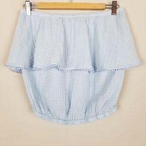 Michael Stars Blue Strapless Gauze Tube Top